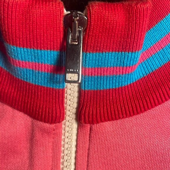 Authentic Girls Gucci Red Blue Designer Sweatshirt Ribbed Collar Back Logo 10 - Picture 6 of 6